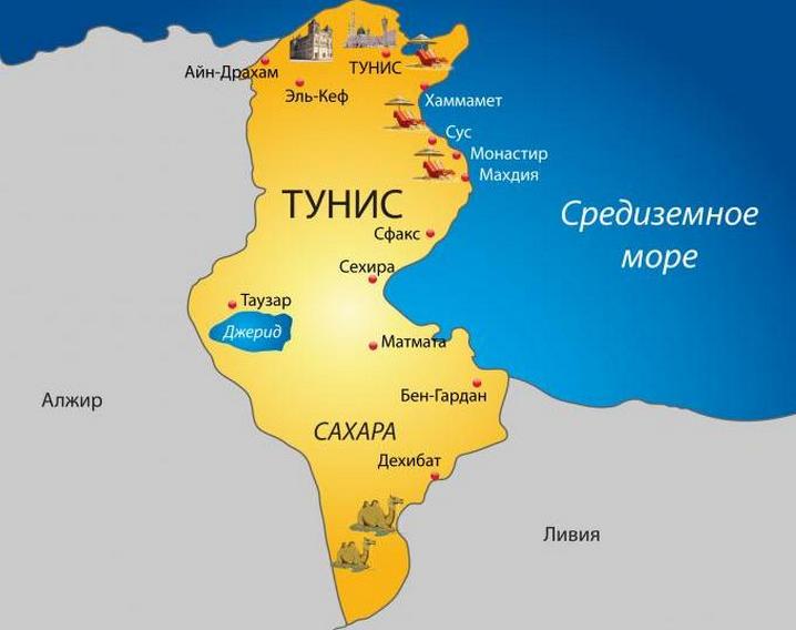Где находится Тунис на карте